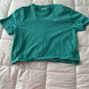 Teal colour Nike high neck crop